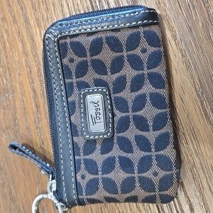 FOSSIL CANVAS CARD HOLDER KEY CHAIN.   #7773